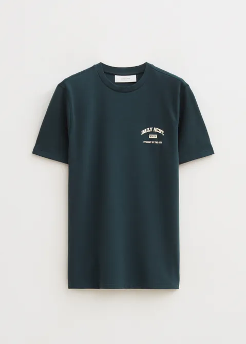 T-shirt met print student blauw (PETROL)