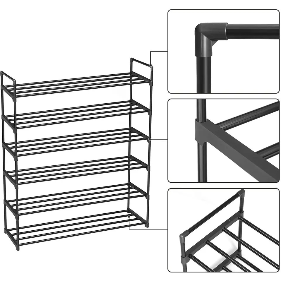 Schoenenrek - stapelbaar - 92x113x30 cm - zwart