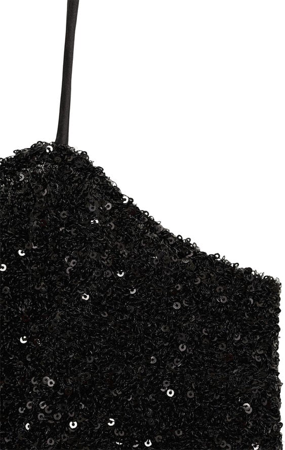 MANGO Sequin top with spaghetti strap Black
