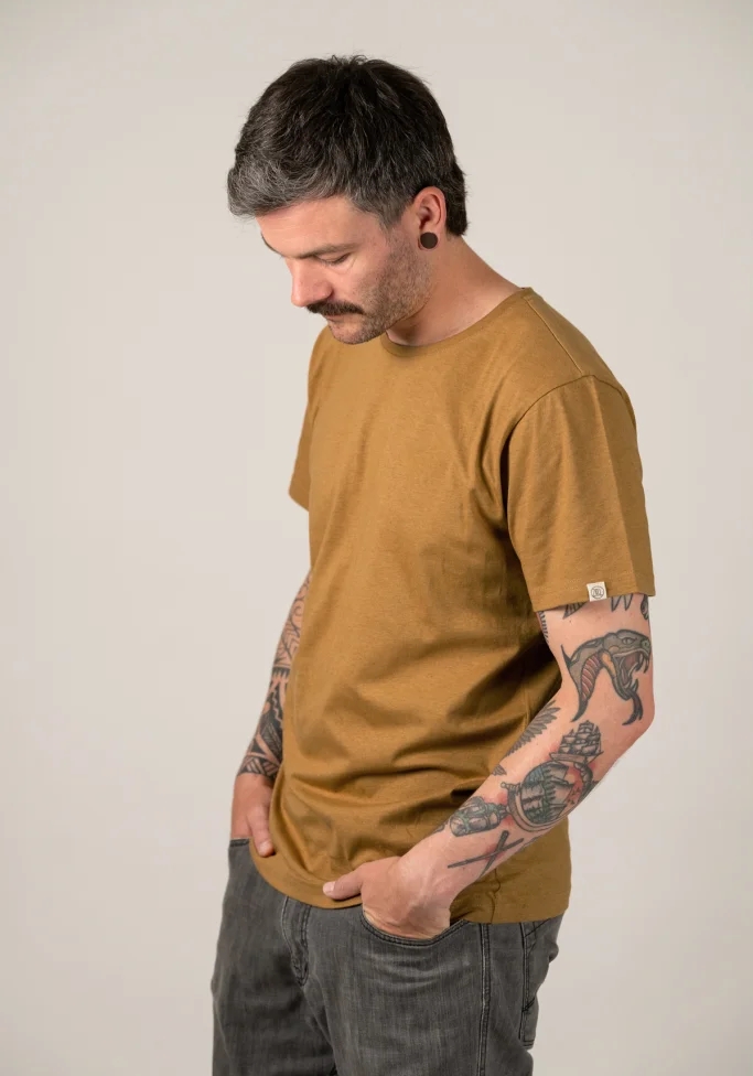 WE ARE ZRCL Herren-T-Shirt Basic Melange Ocker