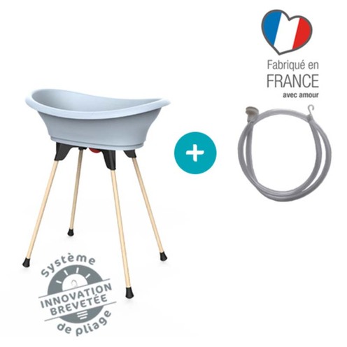 Kit Baignoire VASCO Fleur Bleue : Baignoire + Pieds + Tuyau de vidange - THERMOBABY