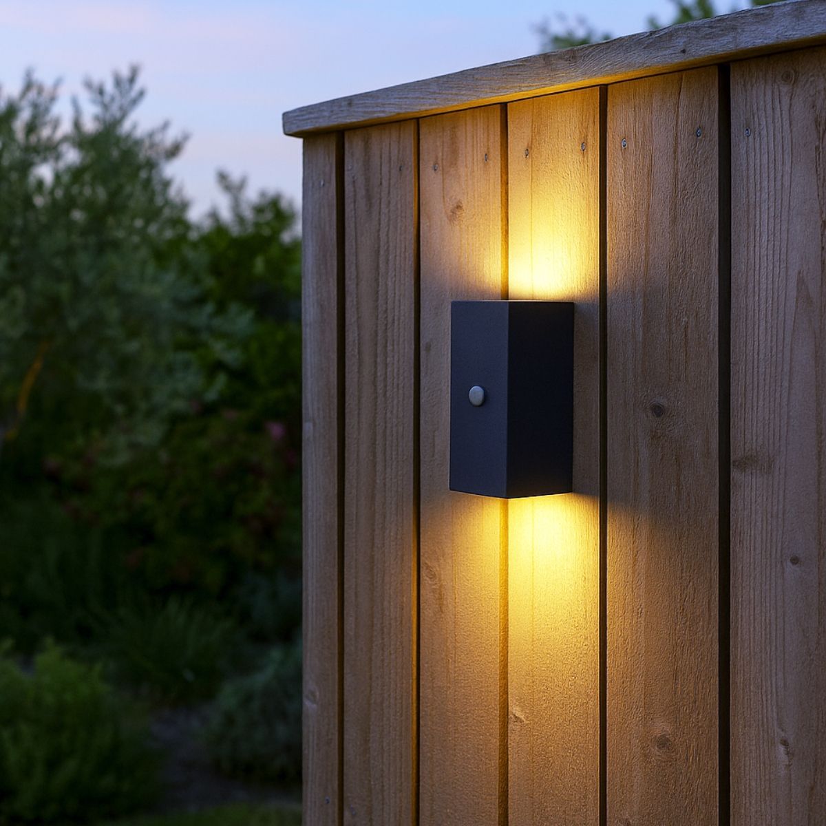 Wandlamp zwart 2-lichts IP44 met bewegingssensor - Baleno