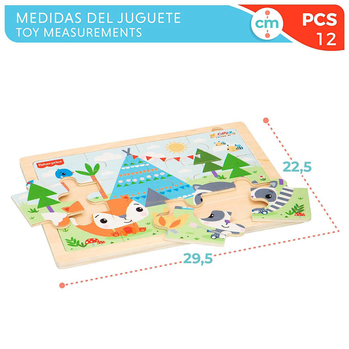 Fisher price Puzzle en bois Jungle - 12 pièces
