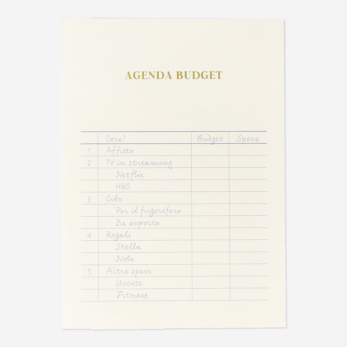 Budgetplanner A5 - italiensk