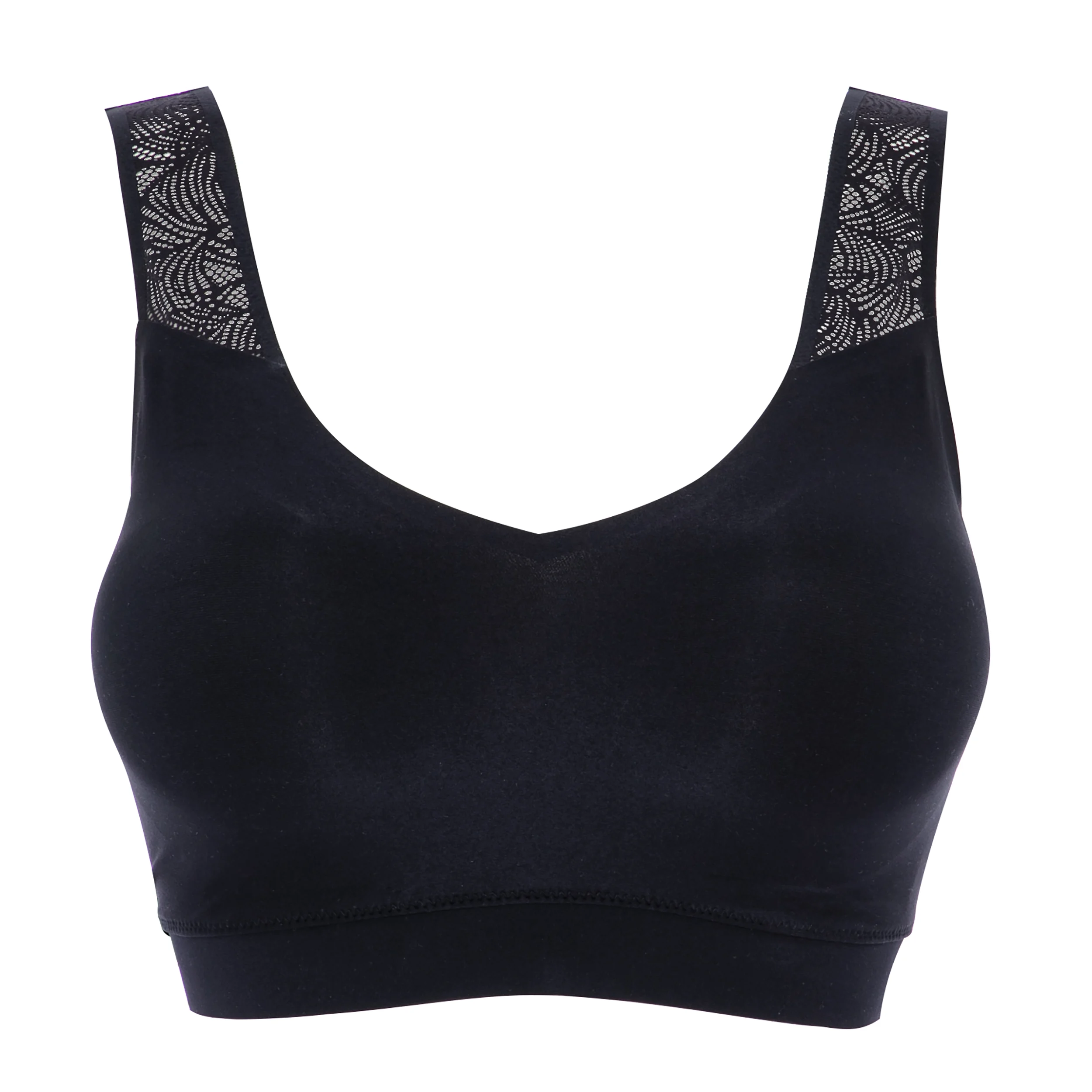 SOFTSTRETCH - Brassière coques dentelle | Noir
