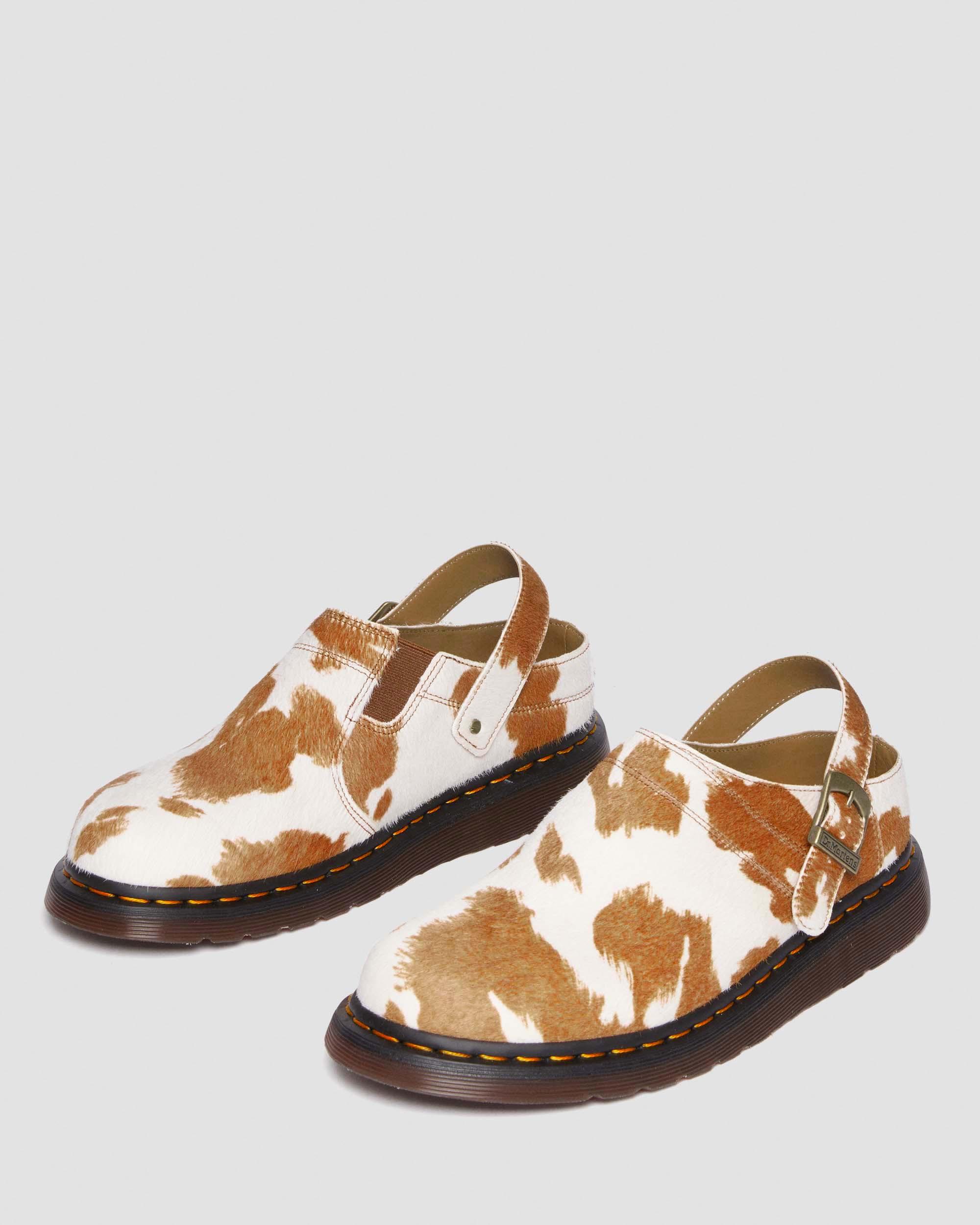 Isham Hair-On Cow Print Slingback Mules
