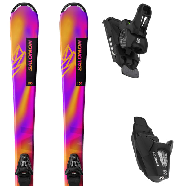 Pack ski SALOMON L LUX JR S + C5 GW J75 RHODAMINE RED / SAFFRON / BLACK