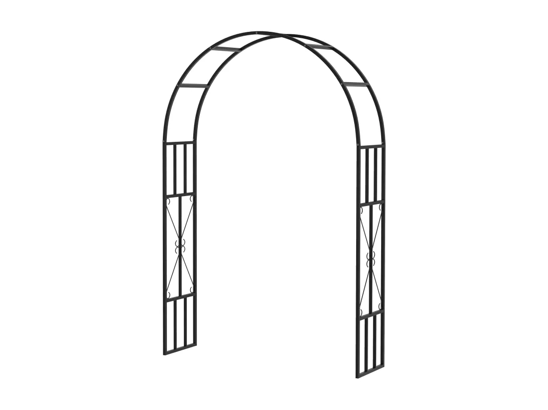 Arche de jardin arche à rosiers style fer forgé dim. 150L x 40l x 223H cm métal époxy noir