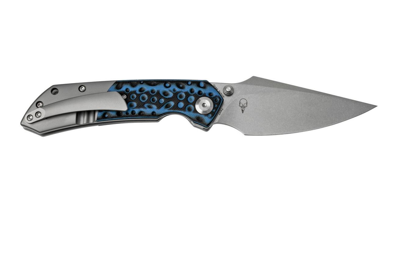 Kansept Fenrir K1034A3 Stonewashed, Black & Blue G10 zakmes, Greg Schob design