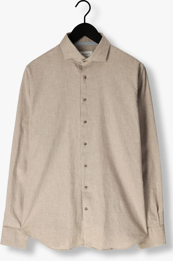 PROFUOMO beige profuomo klassiek overhemd shirt cutaway sc cotton linnen