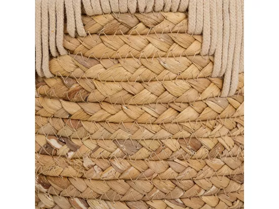 Panier en fibres naturelles et coton blanc D27x20