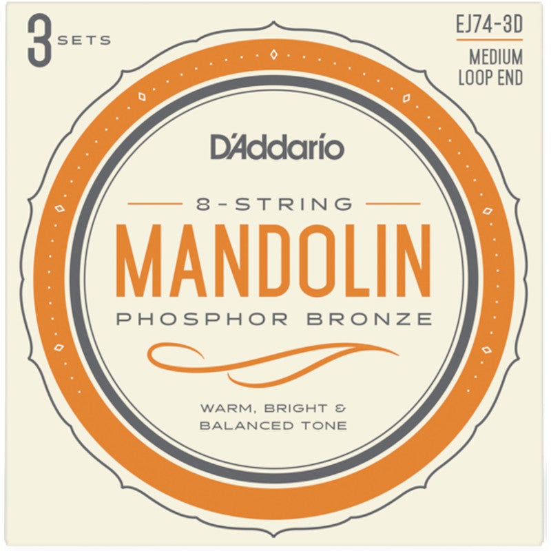 D'Addario EJ74-3D Phosphor Bronze Medium 11-40 snaren voor mandoline (3 sets)