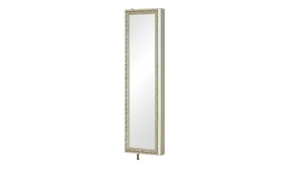 Schuh- und Mehrzweckschrank Santarem Beige, silberfarben Kristallspiegel mit Barockrahmen