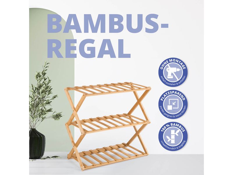 Lumaland Regal 3 Etagen 46 x 50 x 25 cm, Braun Badregal