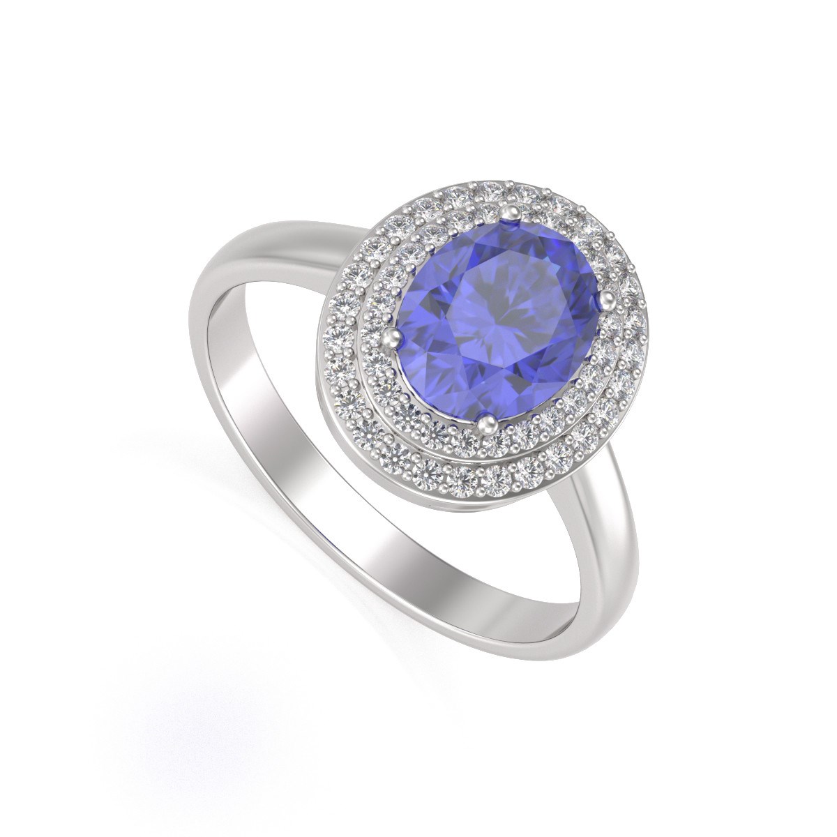 Bague de Tanzanite et Diamants sur Argent 925 | Luxueuse et Poids de 3.82grs