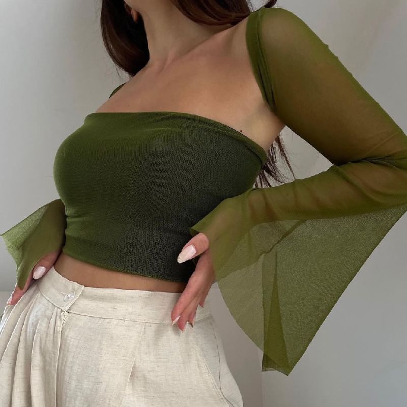 Bulgaris - Set: Sheer Shrug met klokmouwen + effen tubetop
