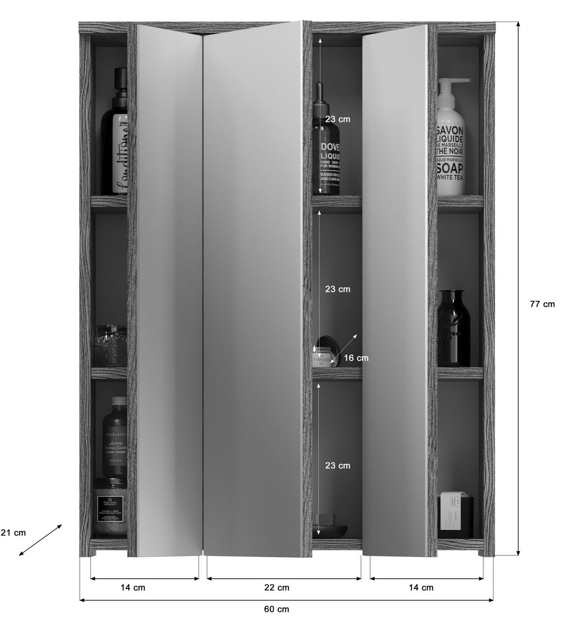 MID.YOU Spiegelschrank mit Beleuchtung BLAKE