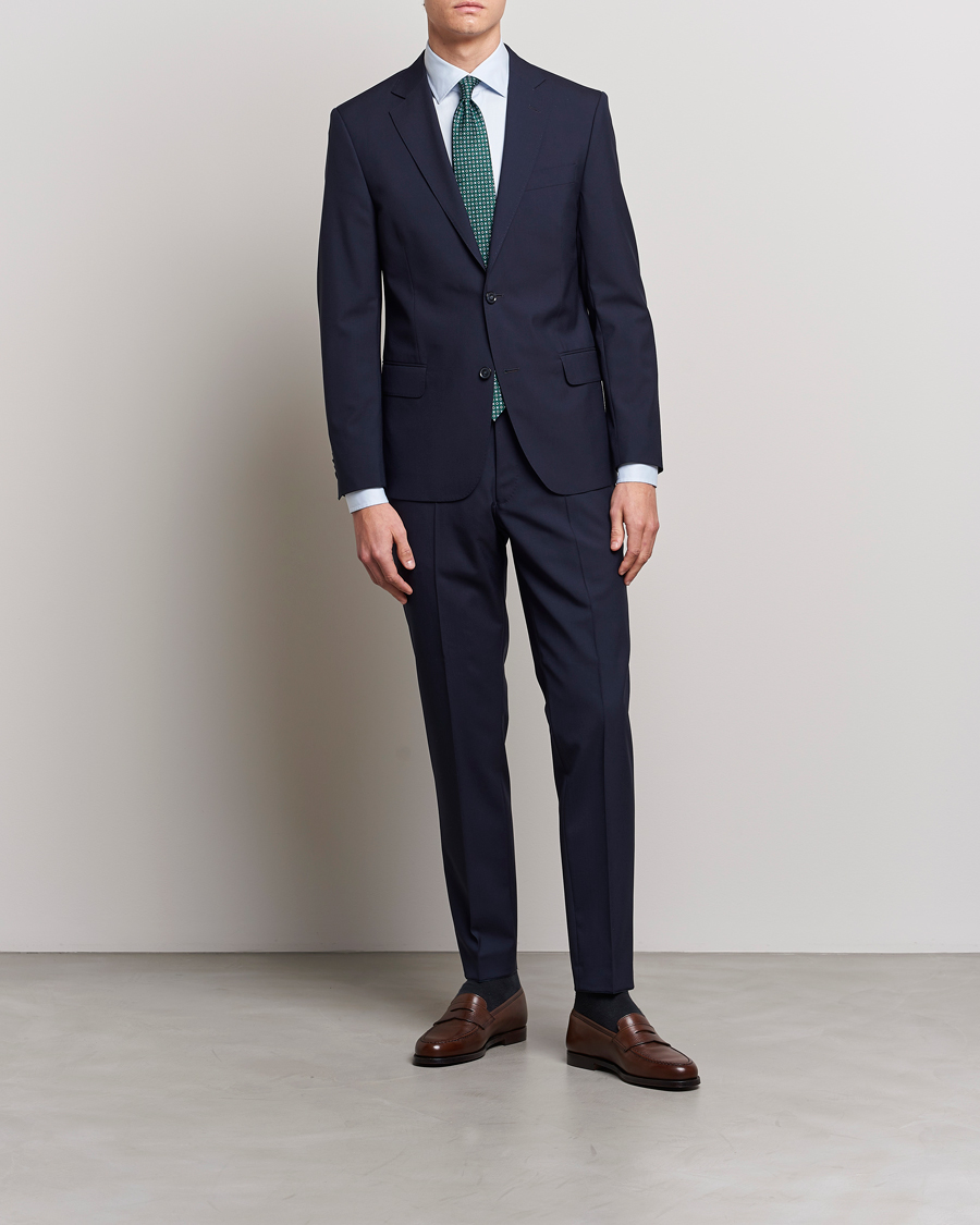 Oscar Jacobson Denz Wool Trousers Blue