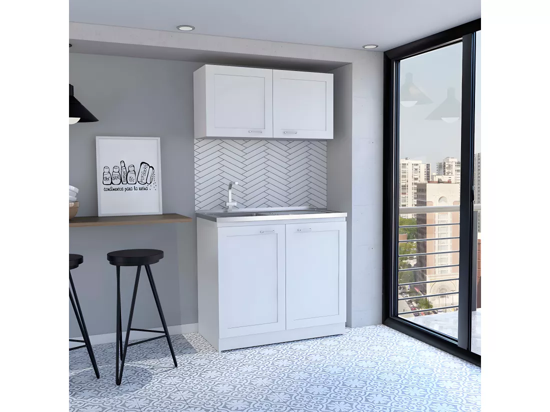 Set de Cocina Zurich, con Mueble Inferior y Superior Blanc