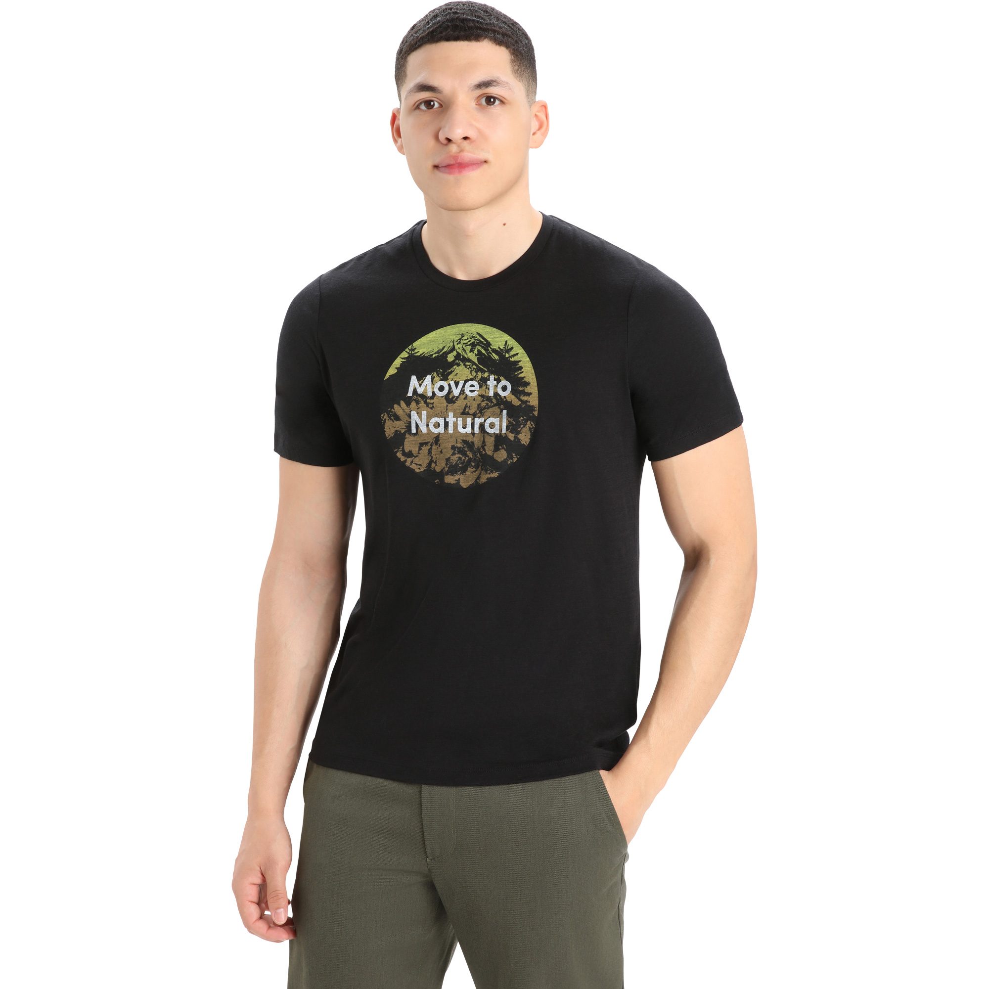 Icebreaker Tech Lite II SS Tee Natural Alp T-Shirt Herren schwarz