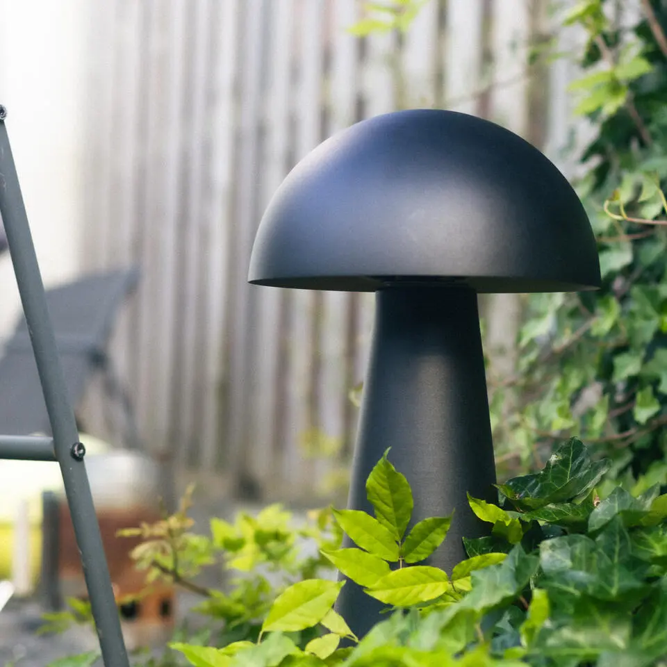 Qazqa staande buitenlampen mushroom zwart e27