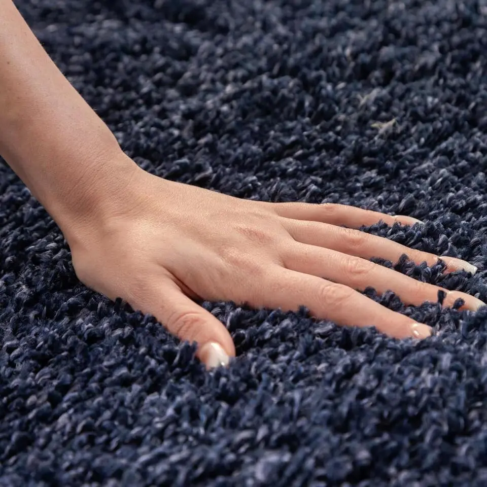 Basic Shaggy vloerkleed Donker Blauw Hoogpolig - 200x290 CM