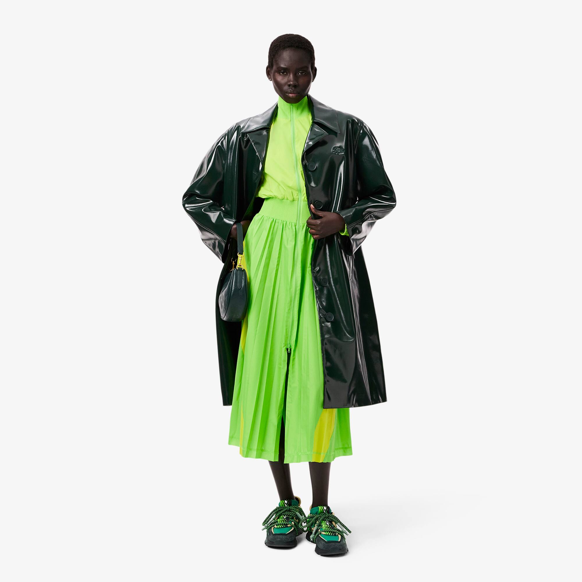 Trench vinyle col tailleur Vert sinople