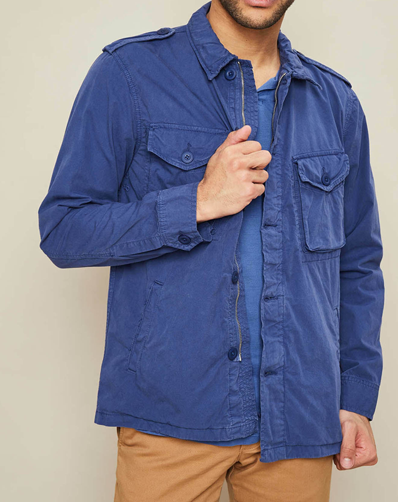 Hartford Veste Joshua saharienne bleu cobalt