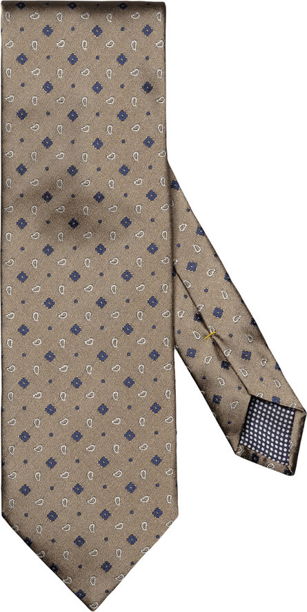 ETON Beige Paisley Woven Silk Tie Lysebrun