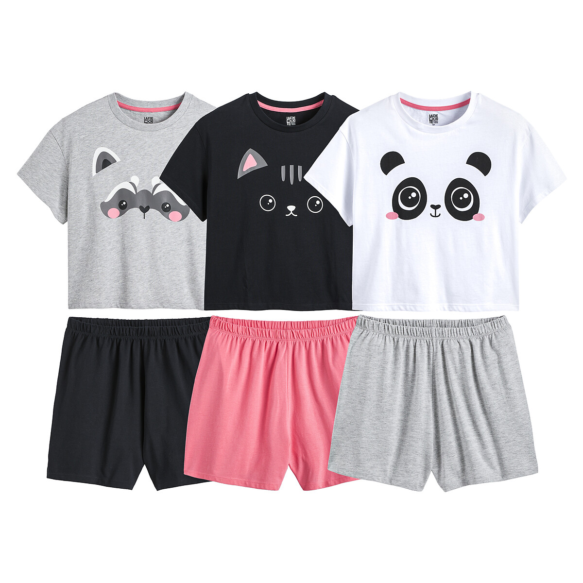 COLEÇÃO LA REDOUTE<br>Conjunto de 3 shorts de pijama com estampa animal