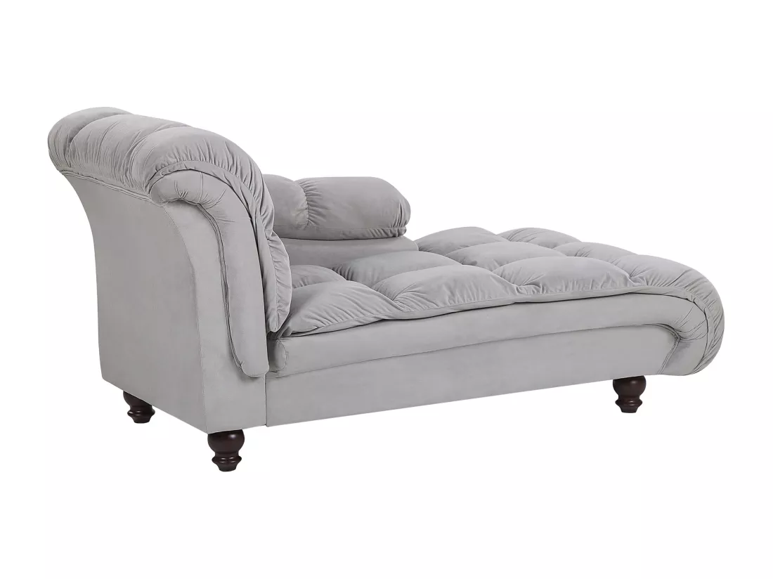 Chaise longue en velours gris clair LORMONT