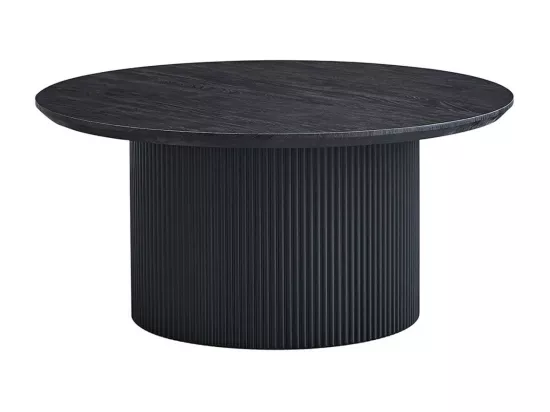 Table basse VAGOS – Effet bois brun foncé – Ronde – Diamètre 80 cm – Design élégant et robuste
