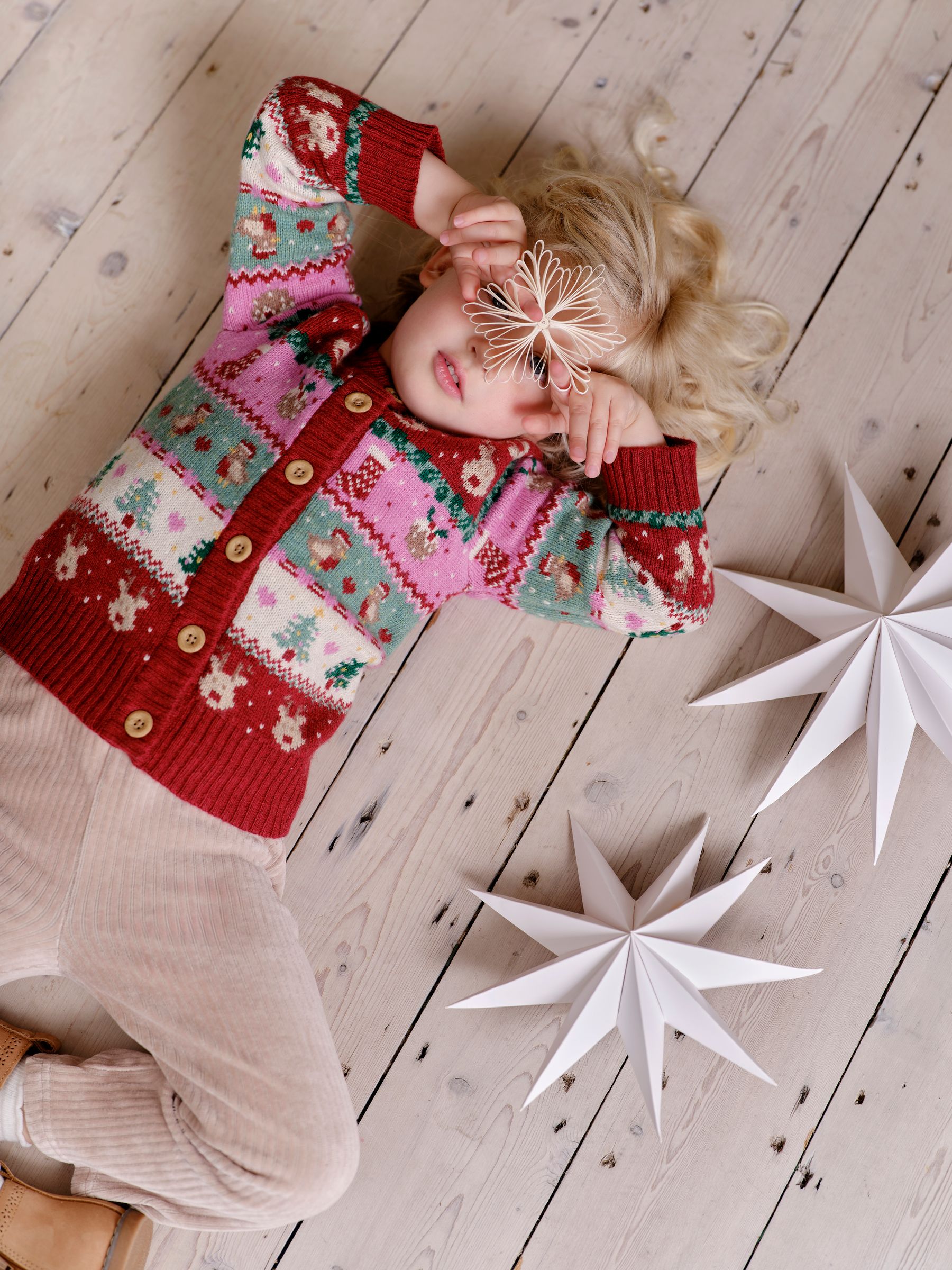 JoJo Maman Bébé vest met feestelijk Friends Fairisle-patroon