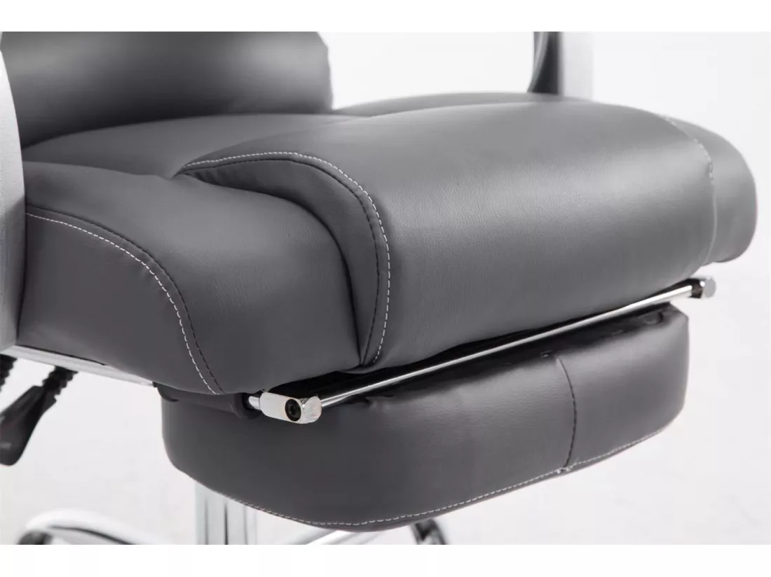 Chaise de bureau - Similicuir & Métal chromé - Gris - Pacific