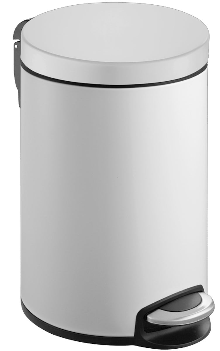 PROREGAL Pedaalemmer met stijlvol pedaal & stil sluitend deksel & kunststof binnenemmer, 8 liter, HxBxD 35,5 x 22,6 x 30 cm, wit