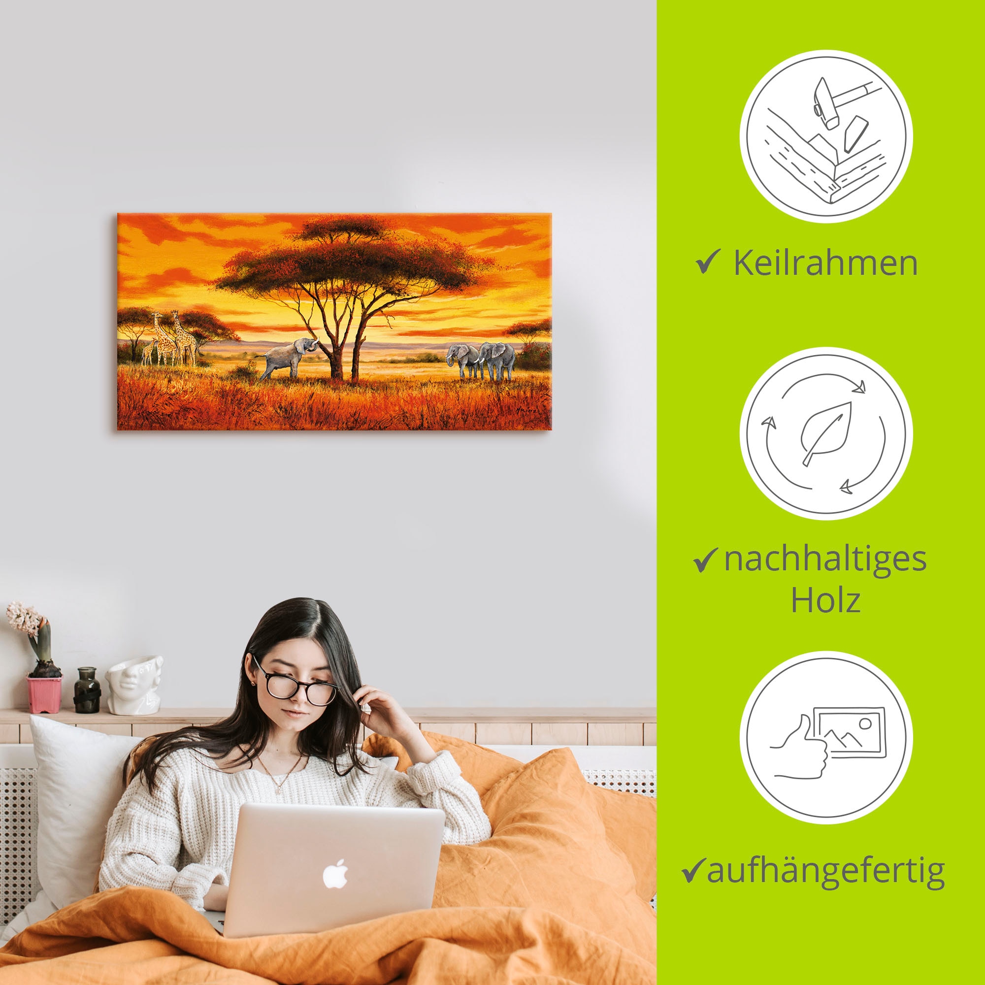 Artland Leinwandbild »Afrikanische Landschaft II« Afrika 1 Stk. tlg. als Alubild, Outdoorbild, Leinwandbild, Wandaufkleber, versch. Grössen