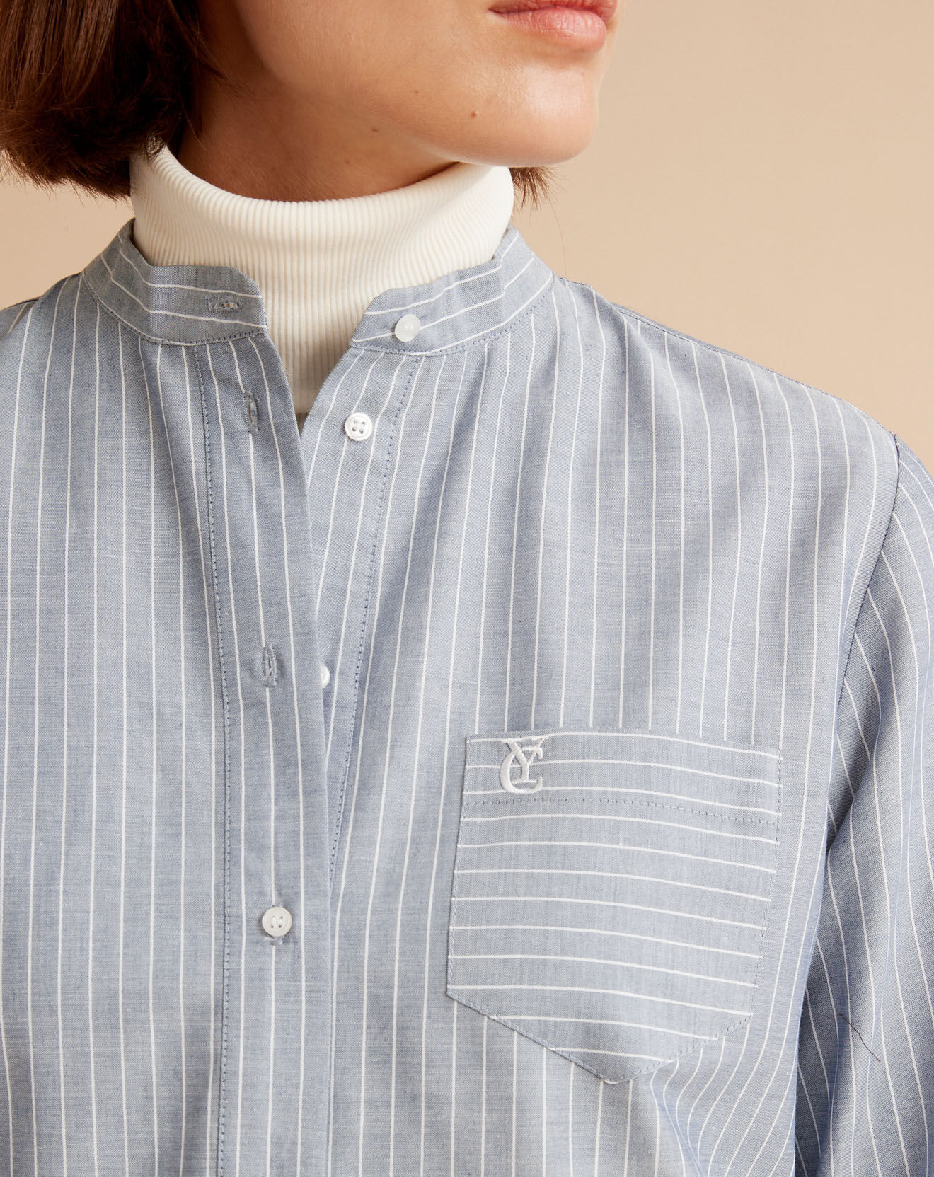 Cyrillus Chemise longue rayée gris moyen