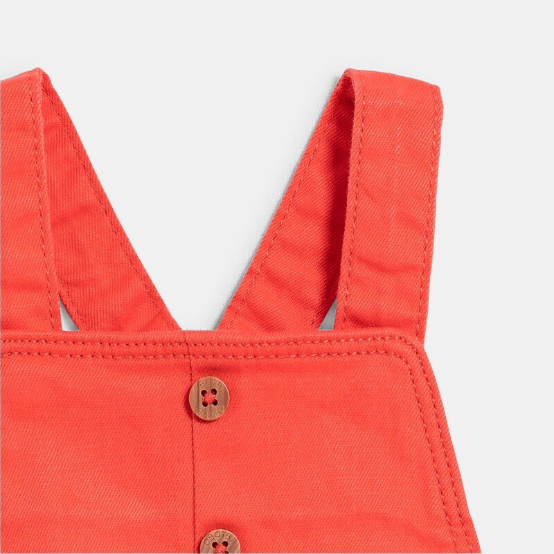 Salopette courte en coton souple orange bébé fille Orange