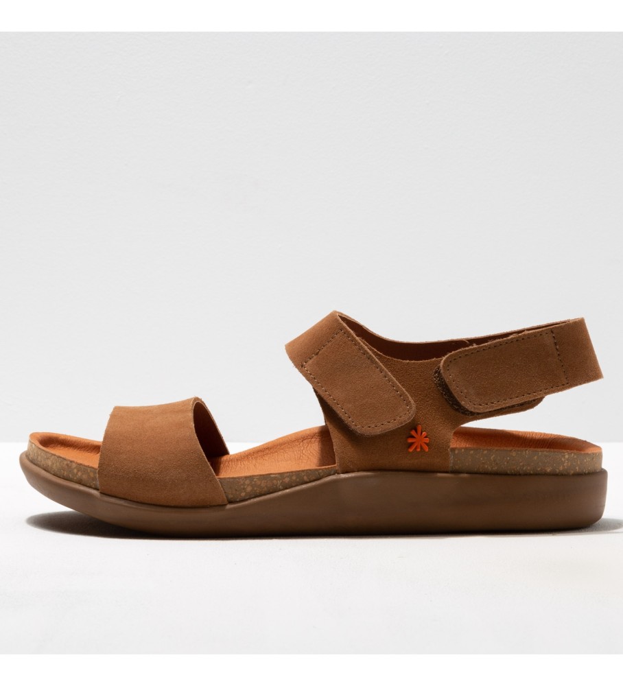 Sandálias Art Leather com dorso em couro Biarritz cor camelo