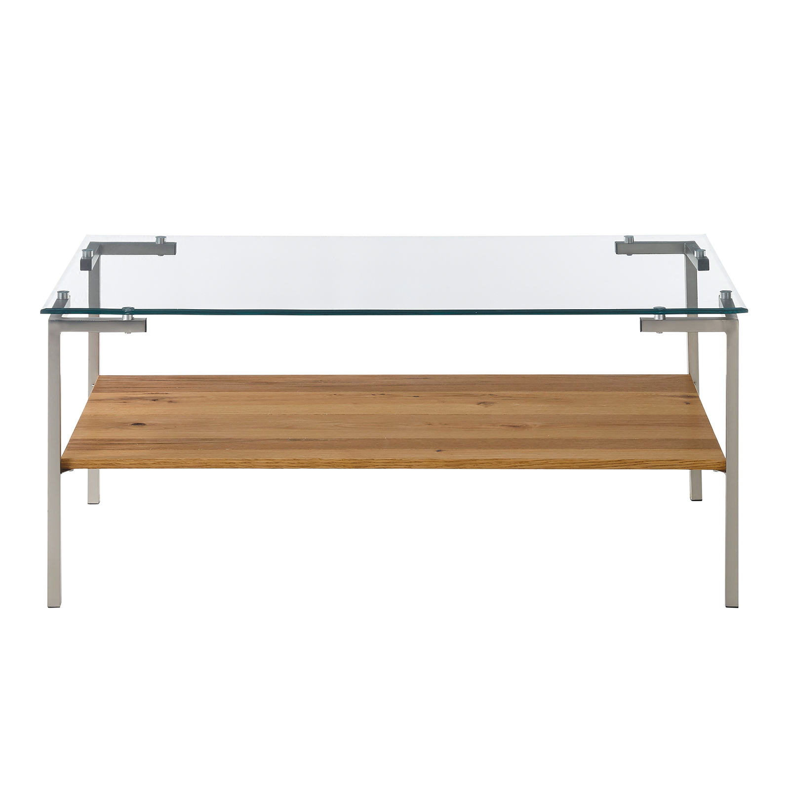 Couchtisch - Edelstahl-Eiche - Glasplatte - 110 cm