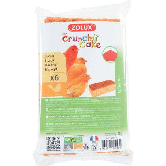 Friandise Crunchy Cake acticolor pour canaris - Lot de 6 - 75 g