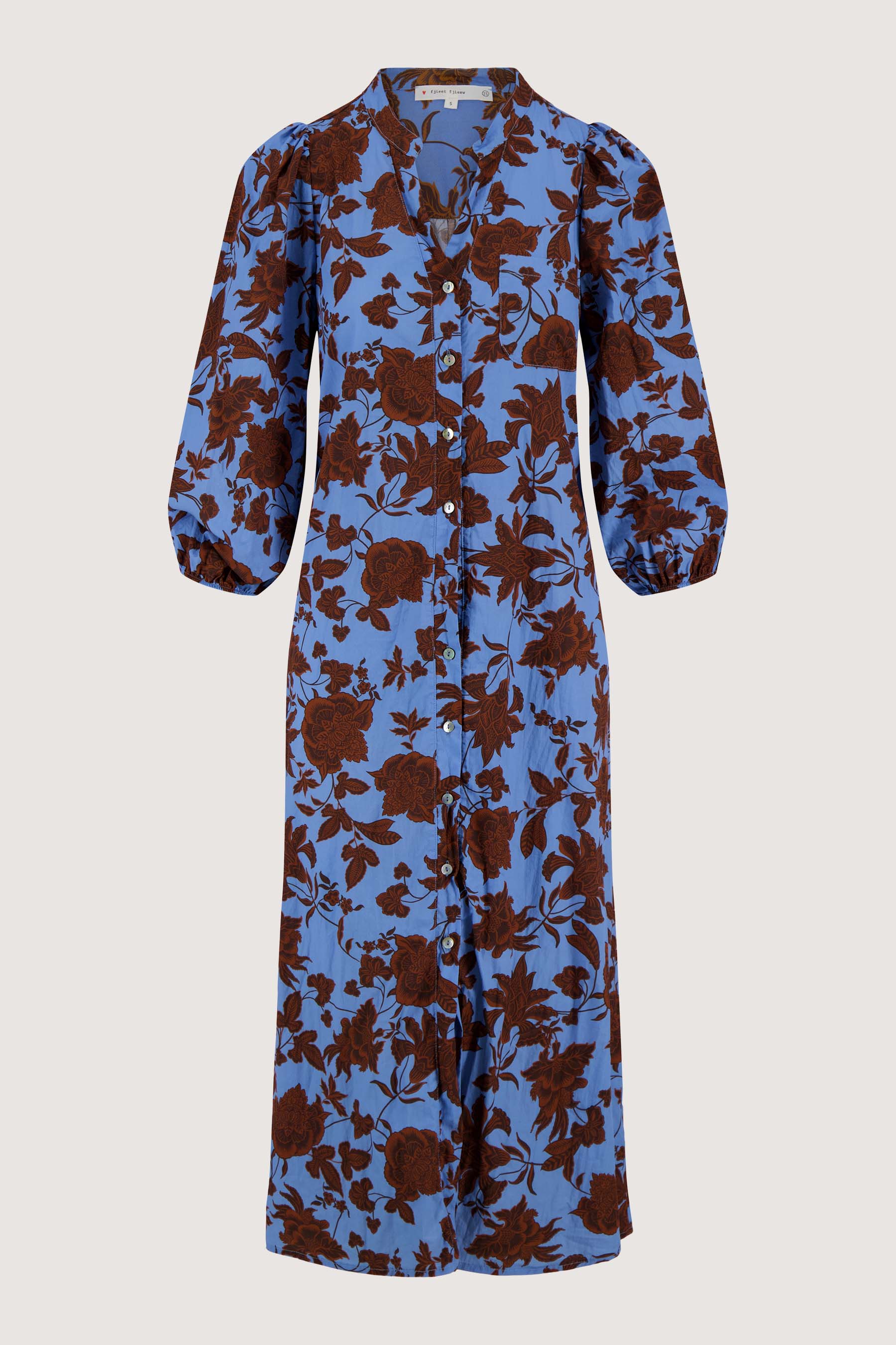 pofmouw jurk met ikat bloem print