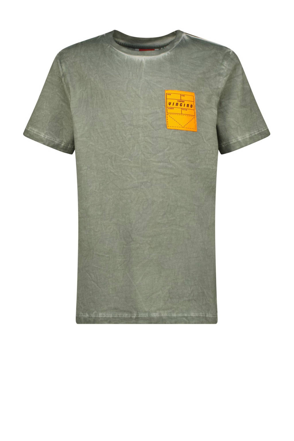 Vingino T-shirt Herso met printopdruk olijfgroen/oranje