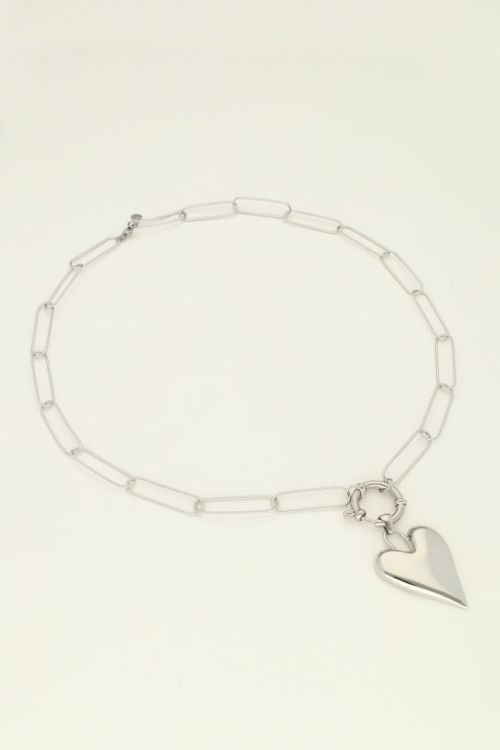 Schakelketting met groot hart bedel