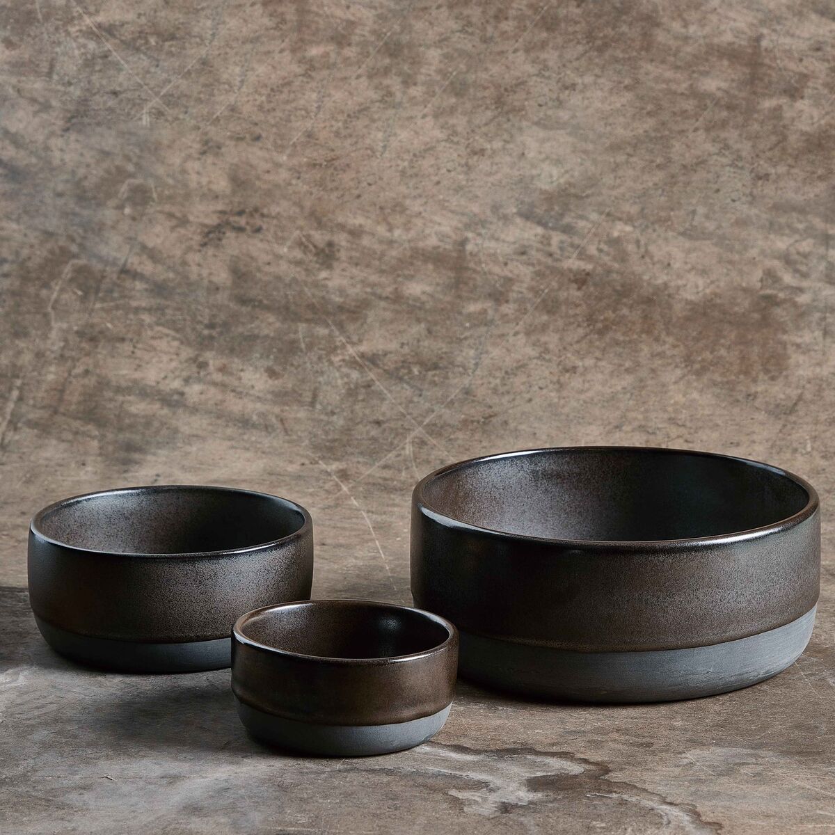 RAW Sett med 3 skåler, Metallic Brown