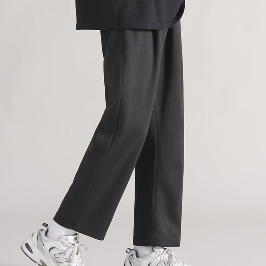 Jozev - Effen cropped rechte joggingbroek met trekkoord in de taille