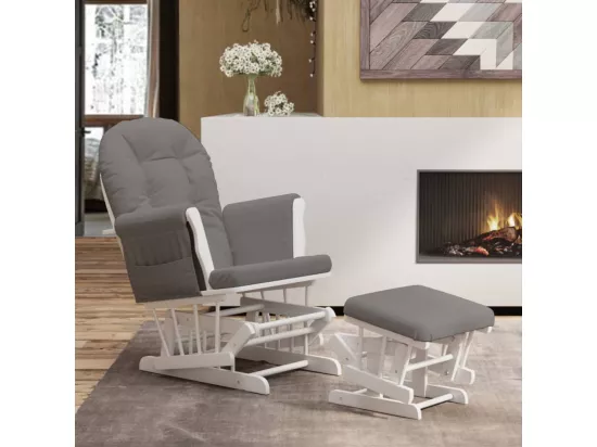 Chaise berçante avec repose-pied Gris foncé Tissu