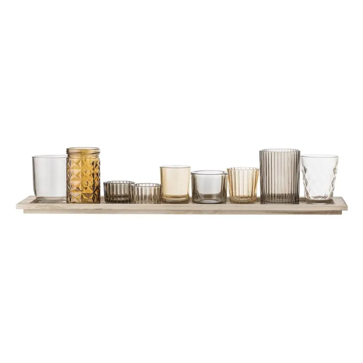 Bloomingville Plateau rectangulaire et photophores - Set de 9