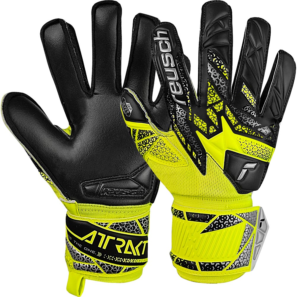 Reusch Attrakt Silver Junior Torwarthandschuhe Kinder safety yellow