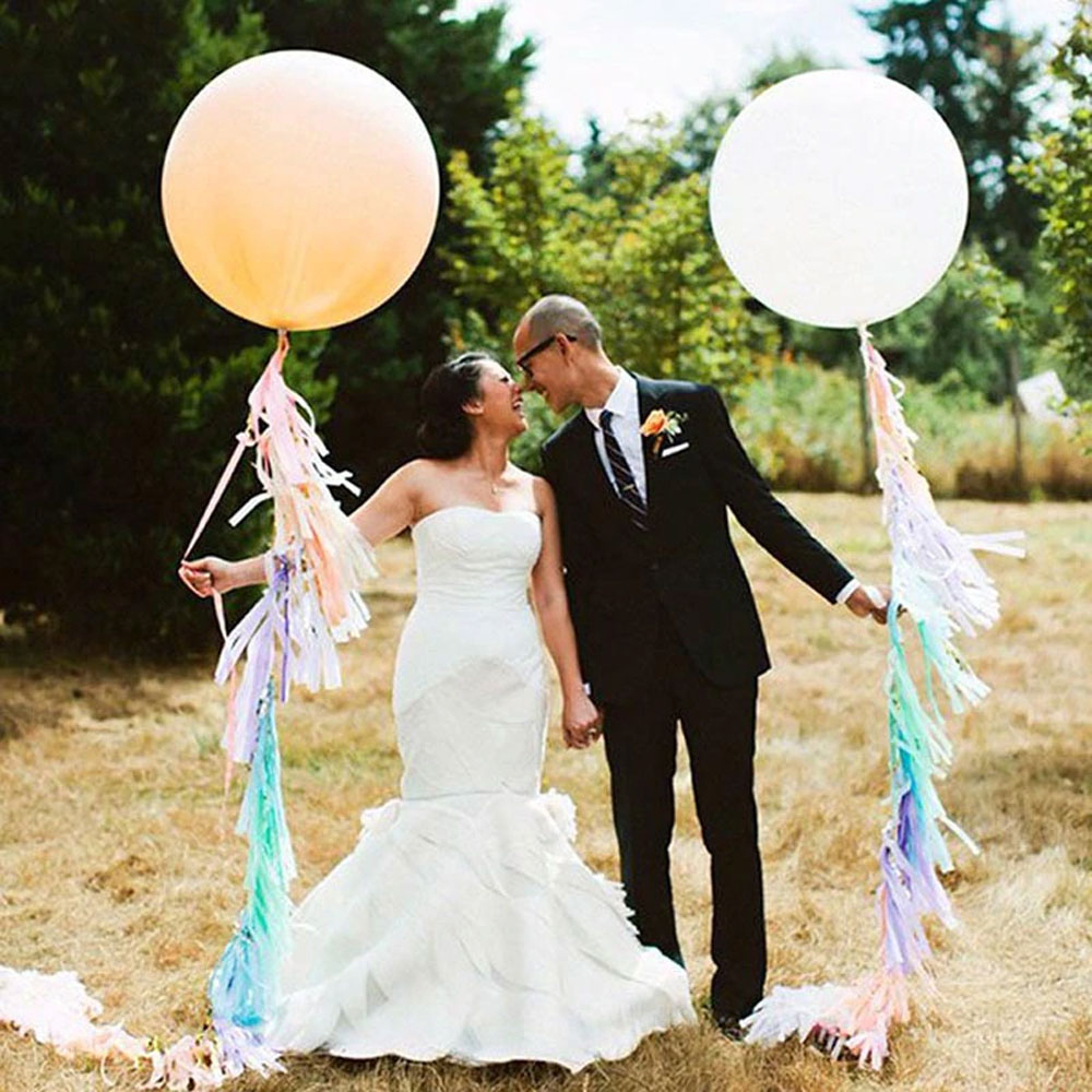 (5er Set) Ø90cm XXL Party Deko Ballons Latex Luftballons Extragross - Silber